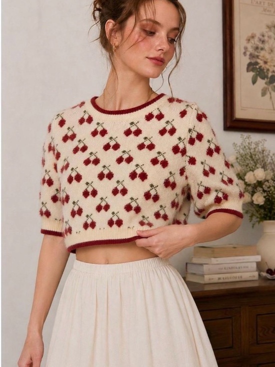 Cider Sweaters - Cider Cherry Cropped Sweater 🍒 🍒